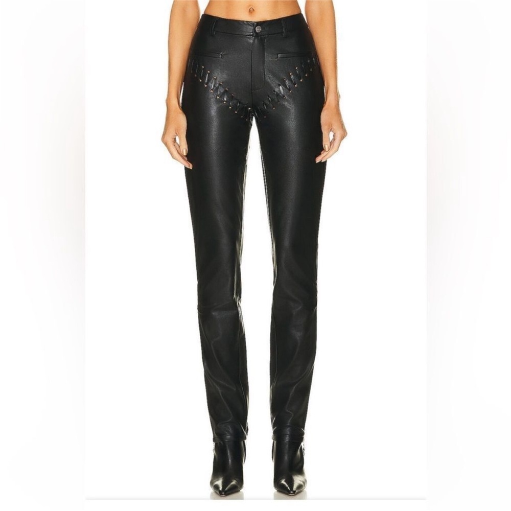 Miaou Black Hannah Jewett Edition Jet Faux-Leather Trousers